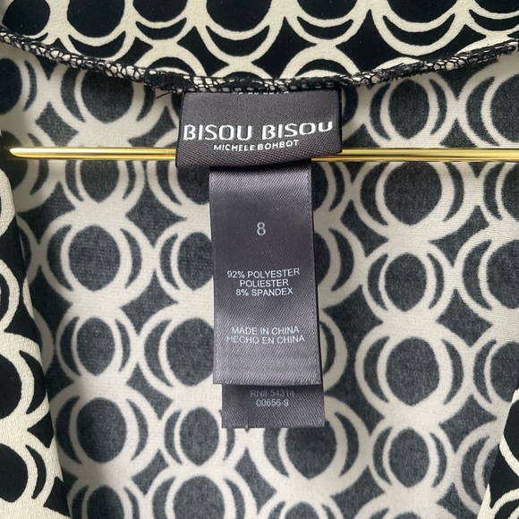 8 Bisou Bisou Black & Cream Geometric Wrap Maxi Dress - Picture 2 of 5